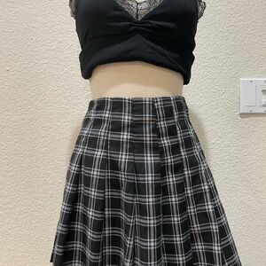 H&M Black & White Plaid Skater Skirt